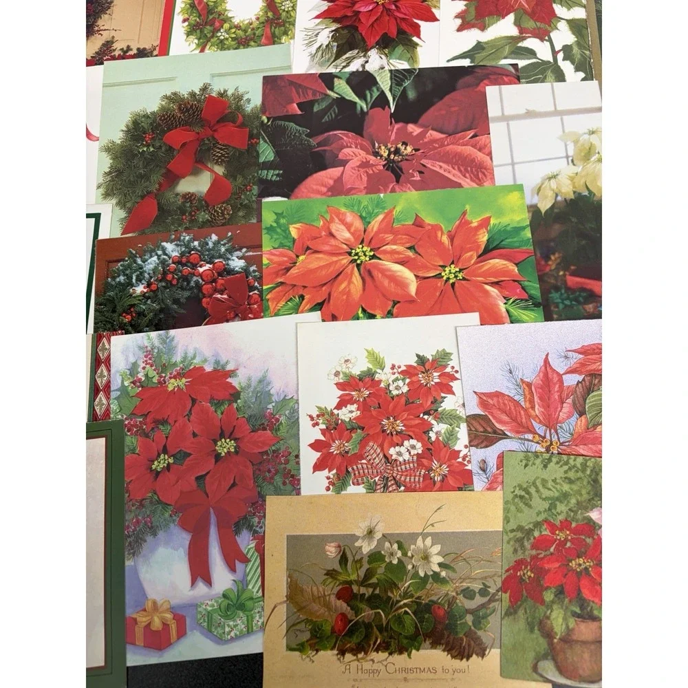 Vintage Christmas Cards Fronts ONLY Greenery Trees Wreaths Scrapbook Crafts 50+